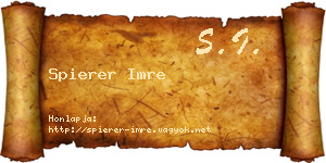Spierer Imre névjegykártya